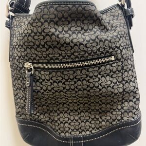 Coach Black and Gray Patterned Shoulder Bag